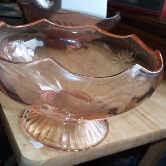 depression glass Accents Vintage Etches Pink Depression Glass